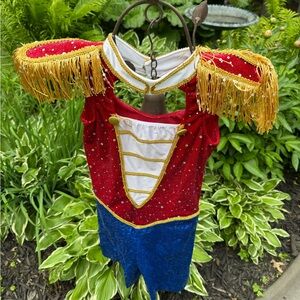 Revolution Red and Blue Theater Costume with Gold Fringe